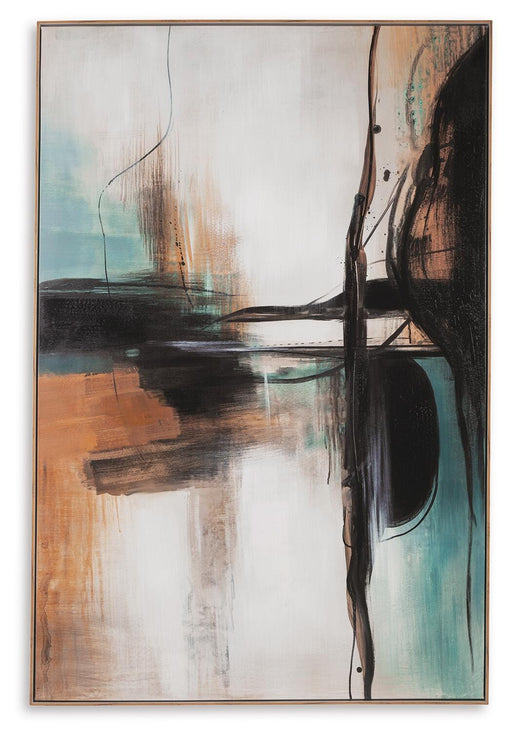 Ashley Furniture Brunonia wall art featuring a modern, abstract design in vibrant colors for stylish wall decor.