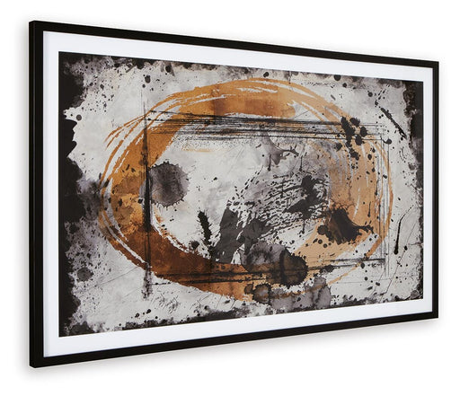Ashley Furniture Clefting Wall Art featuring abstract geometric design in neutral tones, suitable for modern home decor.
