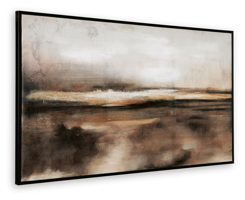 Ashley Furniture Drewland Wall Art featuring modern abstract design in neutral tones for stylish home decor.