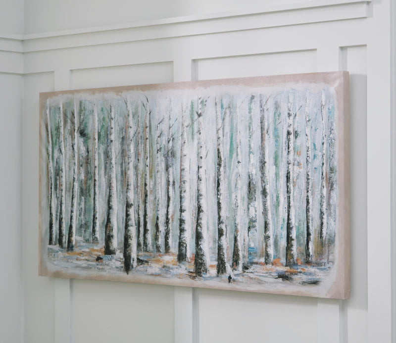 Ashley Furniture Calbert wall art featuring a modern abstract design in neutral tones, ideal for contemporary home decor.