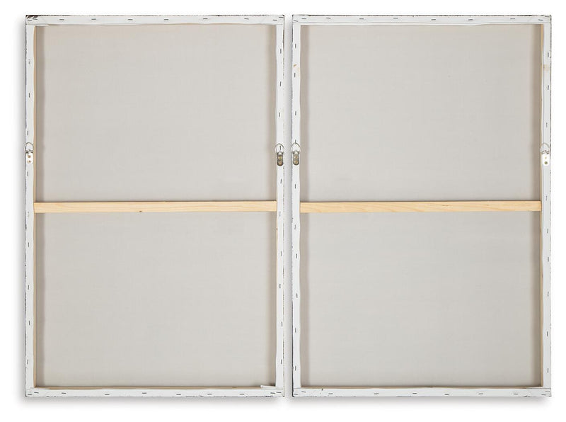 Set of two Brockdunn wall art pieces by Ashley Furniture featuring modern abstract designs for stylish wall decor.