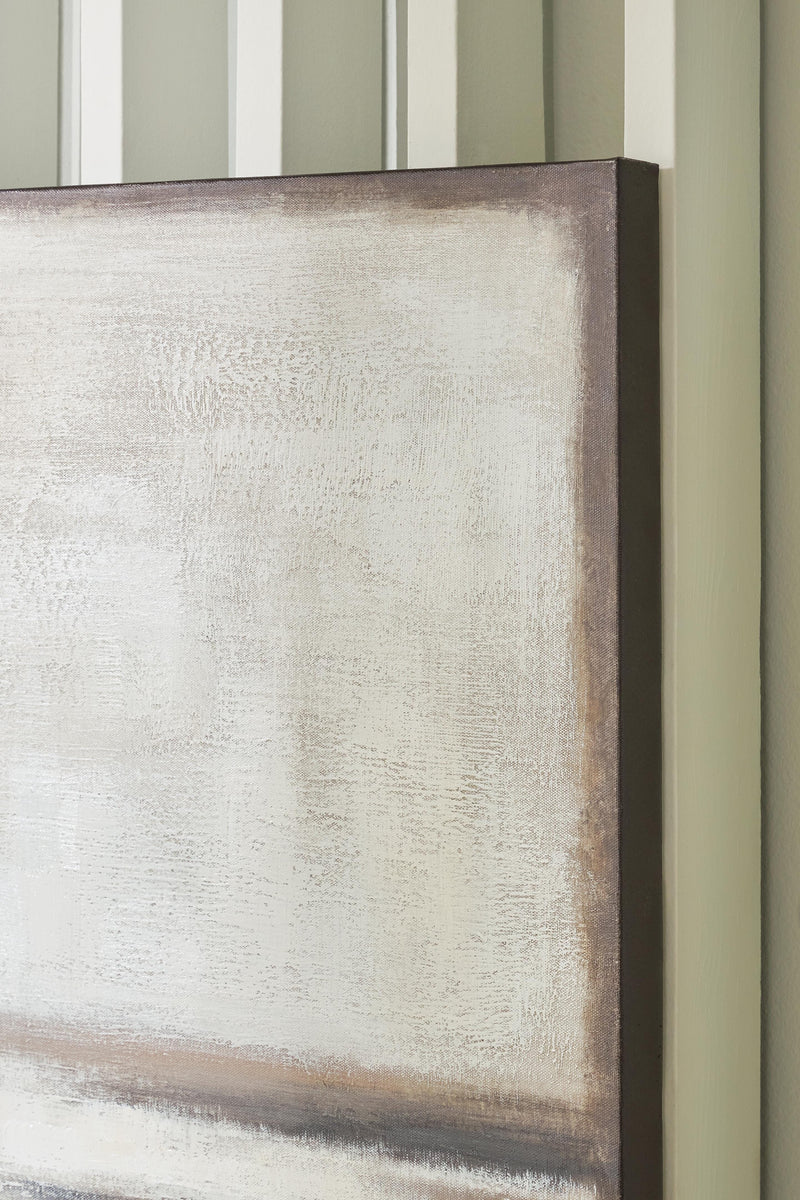 Pair of Ashley Furniture Brockdunn Wall Art set featuring abstract designs in neutral tones for modern home decor.