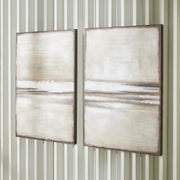 Set of two Brockdunn wall art pieces by Ashley Furniture featuring abstract designs on neutral-toned canvases.