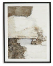 Ashley Furniture Aldricton wall art with abstract floral design, framed and hanging on a neutral-colored wall.