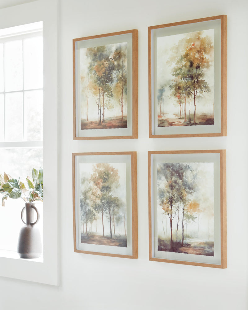 Set of four Bryneford wall art pieces by Ashley Furniture featuring modern botanical designs for stylish home decor.