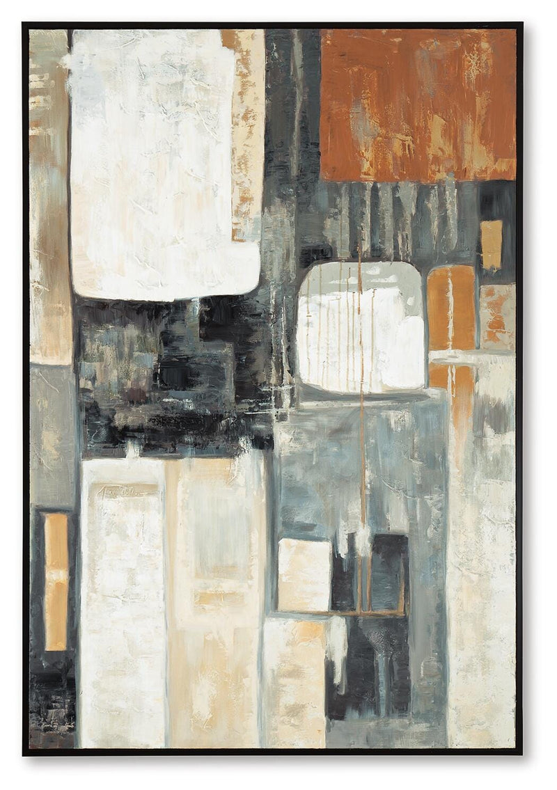 Ashley Furniture Howford wall art featuring a modern, abstract design in vibrant colors for stylish home decor.