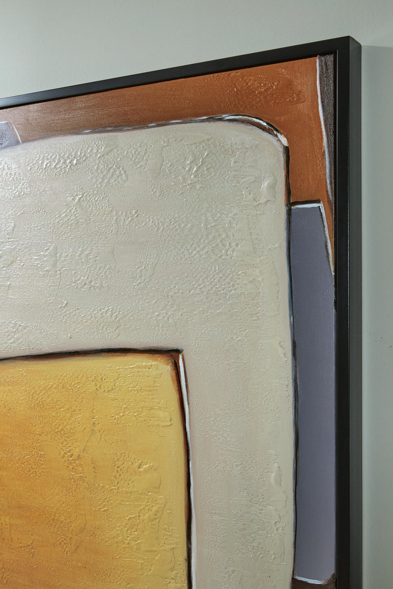 Detailed view of Ashley Furniture Actman Wall Art featuring modern abstract design for stylish home decor.