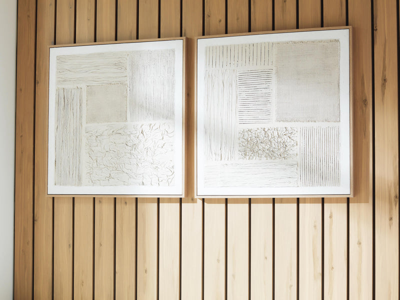 Set of two Ashley Furniture Andorfield wall art pieces with abstract designs on canvas, suitable for modern home decor.