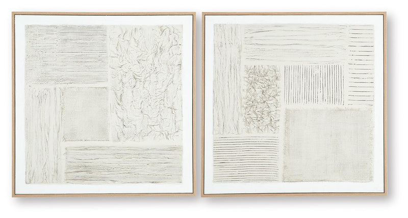 Set of two Andorfield wall art pieces by Ashley Furniture featuring abstract designs on canvas, ideal for modern home decor.