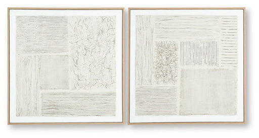 Set of two Andorfield wall art pieces by Ashley Furniture featuring abstract designs on canvas, ideal for modern home decor.