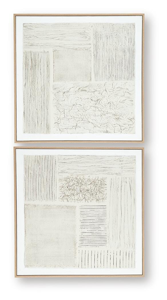 Set of two Andorfield wall art pieces by Ashley Furniture featuring abstract designs on canvas.