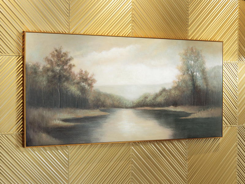 Ashley Furniture Edendale Wall Art featuring a modern abstract design on a large rectangular canvas.