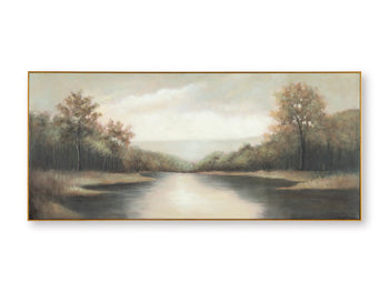 Ashley Furniture Edendale Wall Art featuring a modern, abstract design in neutral tones suitable for contemporary home decor.