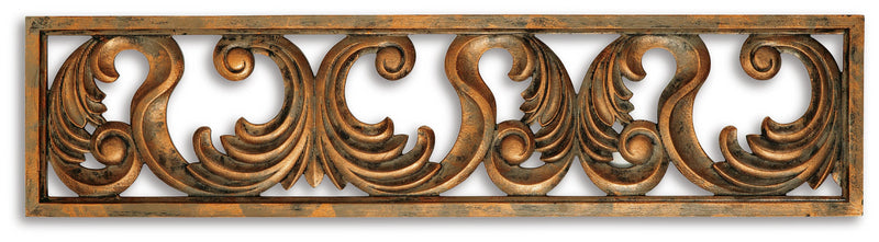 Ashley Furniture Candelario wall decor featuring a stylish, decorative wall piece with intricate design elements.