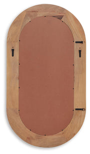 Ashley Furniture Daverly Accent Mirror with a sleek frame, shown hanging on a wall in a modern living space.