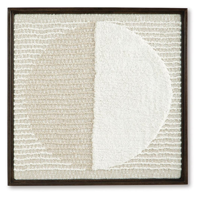 Ashley Furniture Bachard wall decor featuring a modern, geometric design in neutral tones suitable for contemporary interior walls.