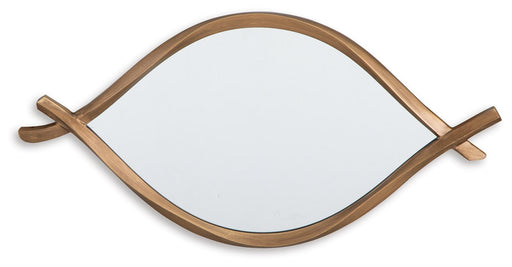 Ashley Furniture Bartner Accent Mirror with a sleek round design and a modern frame, ideal for enhancing interior decor.