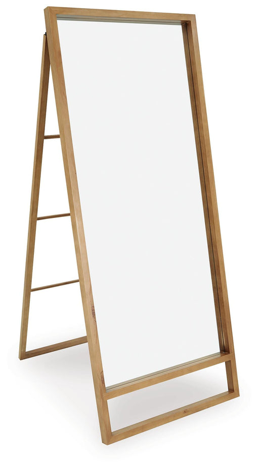 Devford floor mirror by Ashley Furniture showing a full-length rectangular mirror with a sleek frame.