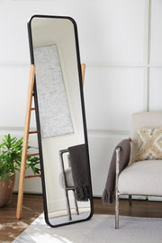 Bronick floor mirror by Ashley Furniture featuring a sleek, full-length design with a modern frame perfect for contemporary home decor.