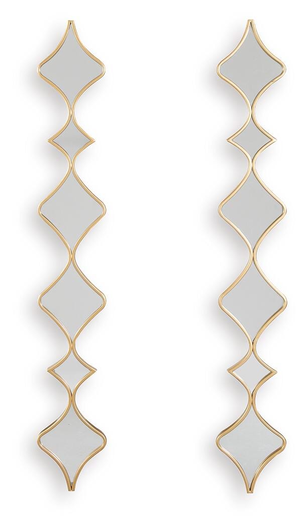 Set of two Ashley Furniture Harriswood accent mirrors with round frames, hanging side by side on a wall.