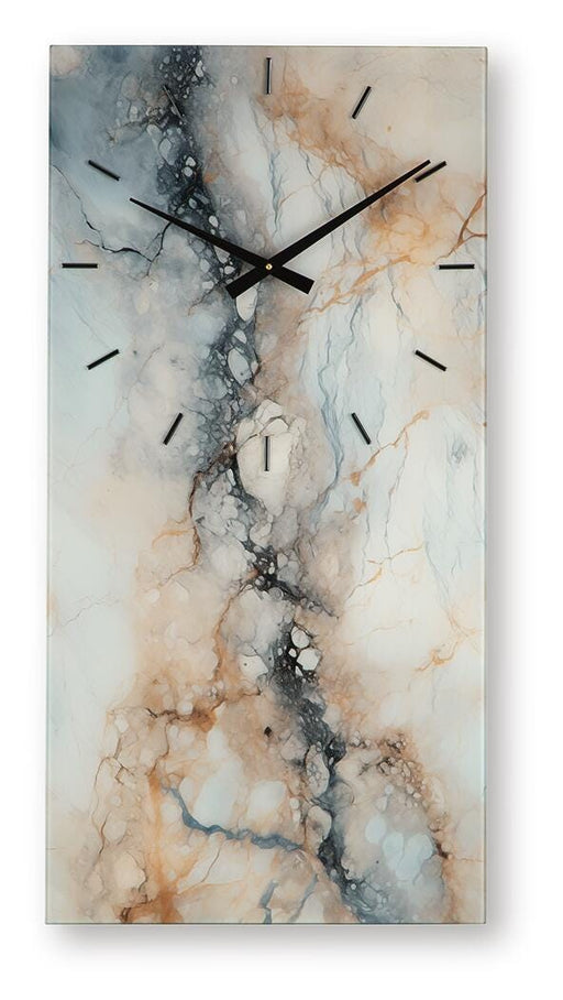 Ashley Furniture Teague Wall Clock with round face, black hands, and minimalist design hanging on a wall.