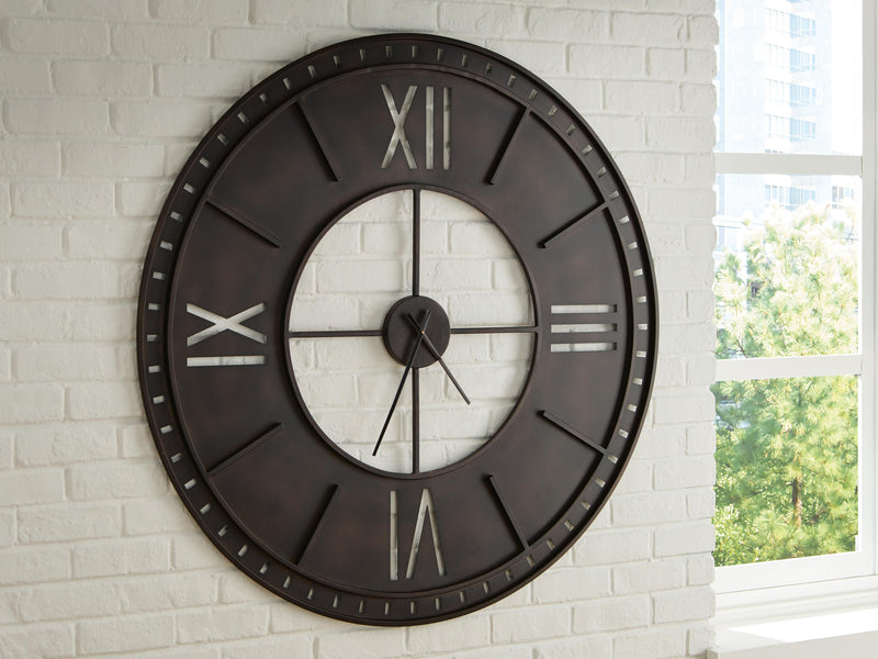 Ashley Furniture Lytle Wall Clock with a modern design, featuring a sleek round face and minimalist style.