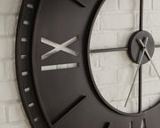 Ashley Furniture Lytle Wall Clock with a round face, black frame, and minimalistic design for modern home decor.