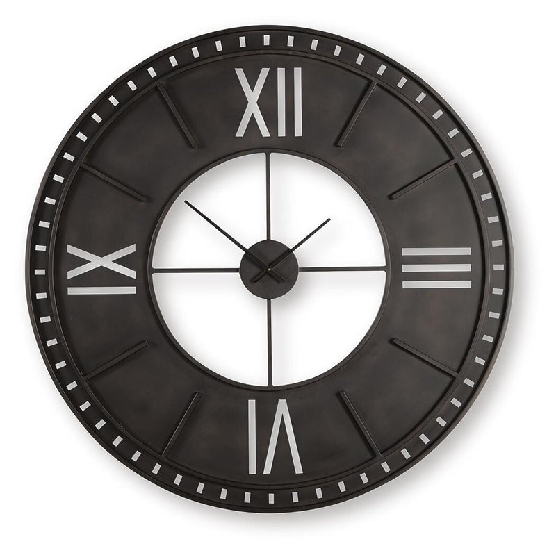 Ashley Furniture Lytle Wall Clock with a round face and modern design, mounted on a wall.