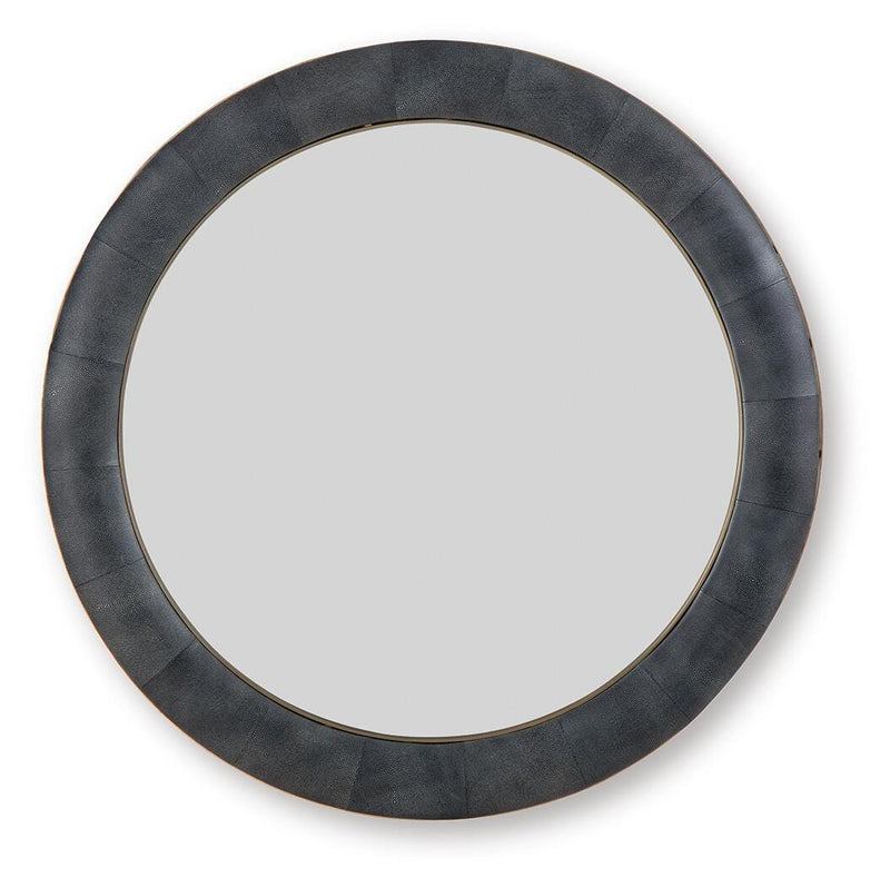 Ashley Furniture Corinsworth Accent Mirror with a sleek frame, hanging on a wall in a modern living room setting.