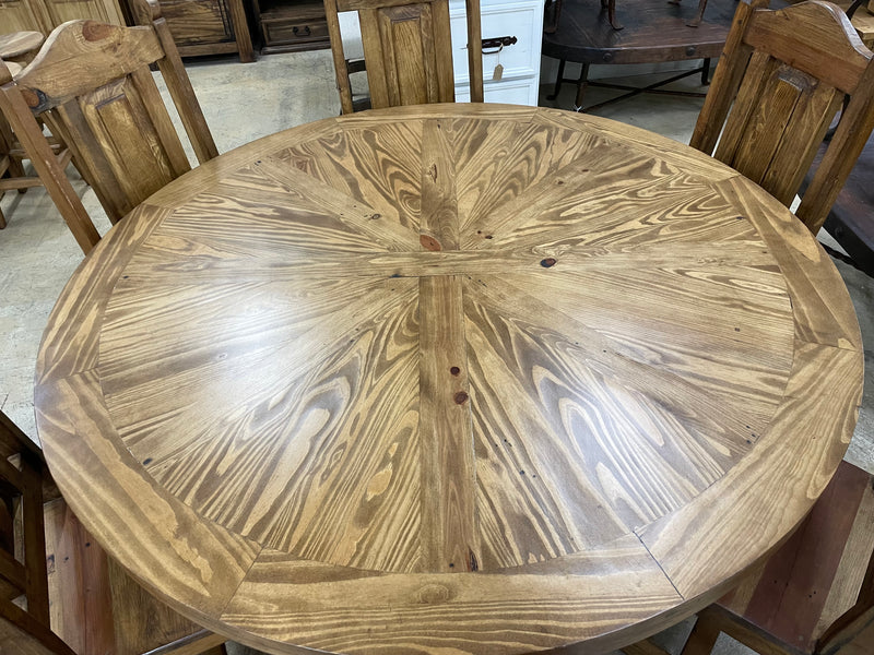60” Reclaimed Wood Round Dining Set with 6 Chairs