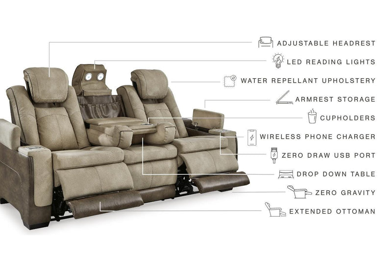 Ashley Furniture Next-Gen DuraPella Power Reclining Sofa with plush cushions and reclining features in a modern living room setting.