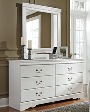 Ashley Furniture Anarasia dresser and mirror set, featuring a stylish wood dresser with a matching framed mirror.