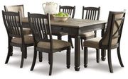 Ashley Furniture Tyler Creek dining room set with a wooden table and six matching chairs, ideal for a stylish dining space.