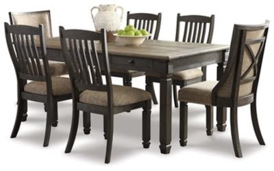 Ashley Furniture Tyler Creek dining room set with a wooden table and six matching chairs, ideal for a stylish dining space.