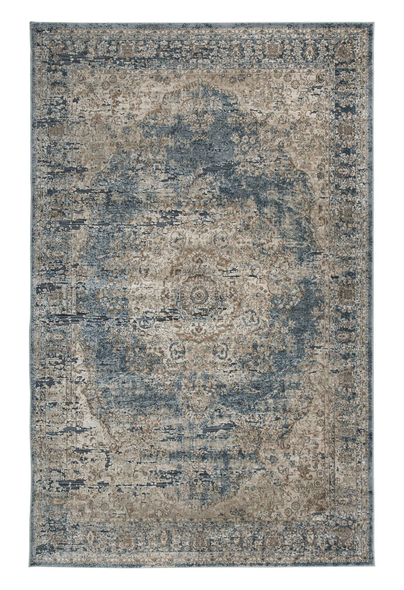 Ashley Furniture South 8' x 10' rug with intricate pattern and neutral tones, showcasing soft fabric and detailed design.