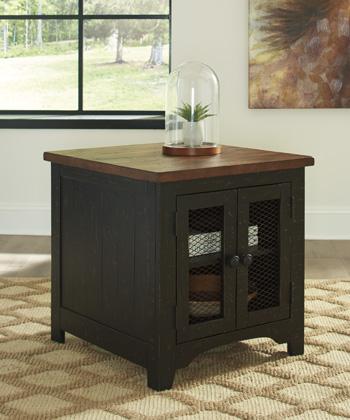 Ashley Furniture Valebeck End Table Set with two wooden tables featuring a modern design and natural wood finish.