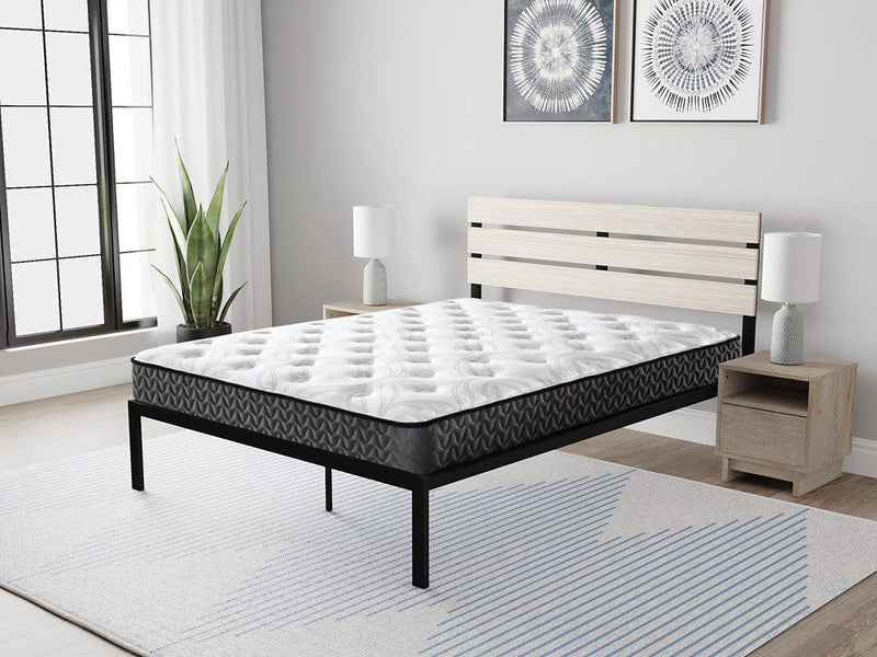 8-inch Bonnell hybrid mattress by Ashley Furniture showing a plush, supportive mattress with a fabric cover and plush surface.