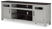 Ashley Darborn 88-inch TV stand with built-in electric fireplace, featuring modern design and ample storage space.