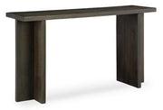 Ashley Furniture Jalenry console sofa table with a sleek wooden finish and modern design, ideal for living room decor.