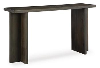 Ashley Furniture Jalenry console sofa table with a sleek wooden finish and modern design, ideal for living room decor.