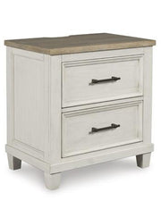 Ashley Furniture Shaybrock bedroom set featuring a bed with a padded headboard, matching nightstands, and a modern bedroom design.
