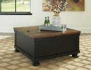 Ashley Furniture Valebeck Occasional Table Set featuring two modern tables with sleek wood finishes and minimalist design.