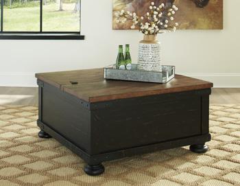 Ashley Furniture Valebeck Occasional Table Set featuring two modern tables with sleek wood finishes and minimalist design.