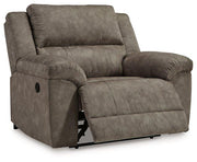 Large beige Ashley Furniture Laresview oversized recliner with plush cushions and wide armrests for comfortable seating.