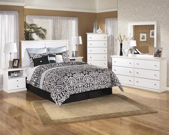 Ashley Furniture Bostwick Shoals bedroom set with a bed, dresser, and nightstands in a modern bedroom design.