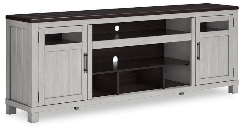 Ashley Darborn 88-inch TV stand with electric fireplace, featuring modern wood finish and storage cabinets.