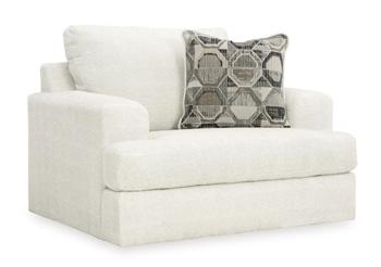 Large Ashley Furniture Karinne Oversized Chair with plush fabric and wide seating, perfect for a modern living room.