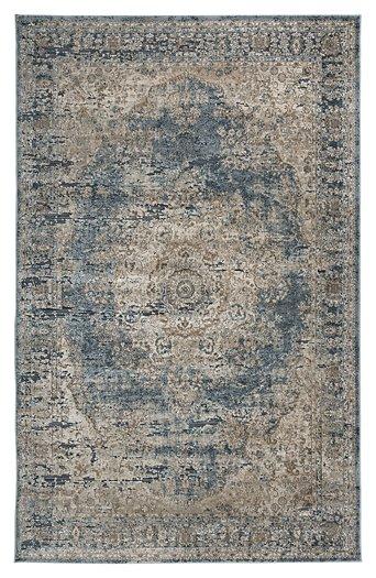 Ashley Furniture South 8' x 10' rug with intricate patterns and warm tones, showcasing a soft, woven textile design.