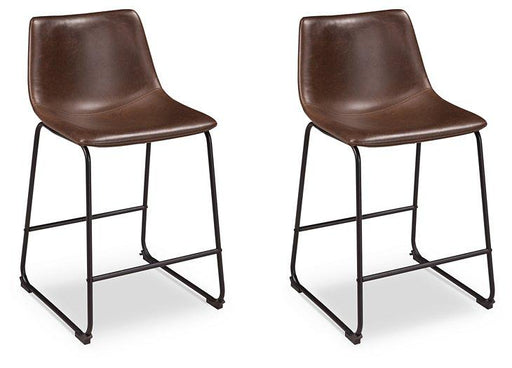 Ashley Furniture Centiar counter height bar stool with wooden legs and upholstered seat, showcasing a modern design.
