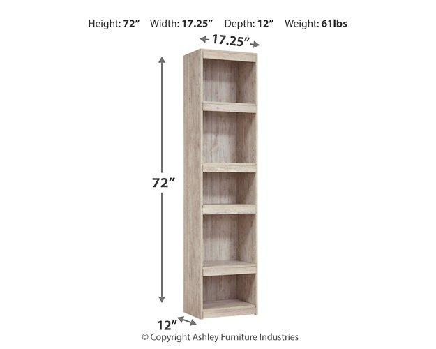 Willowton Pier media tower by Ashley Furniture featuring modern design with multiple shelves for media storage and display.